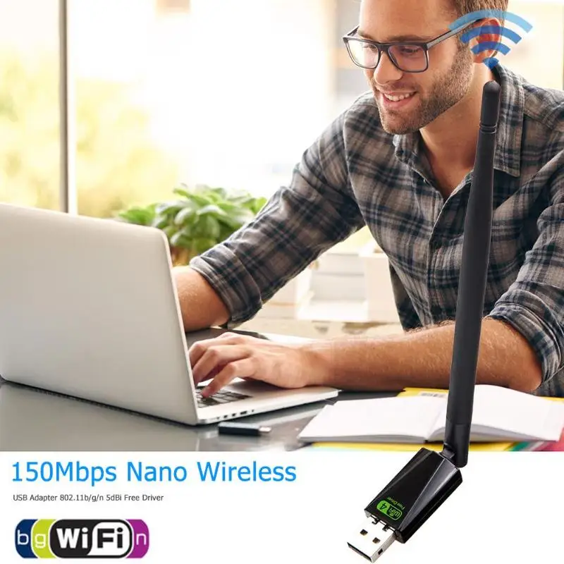 Беспроводной Wi-Fi адаптер Dongle 150 Мбит/с Lan сетевая карта приемник с антенной
