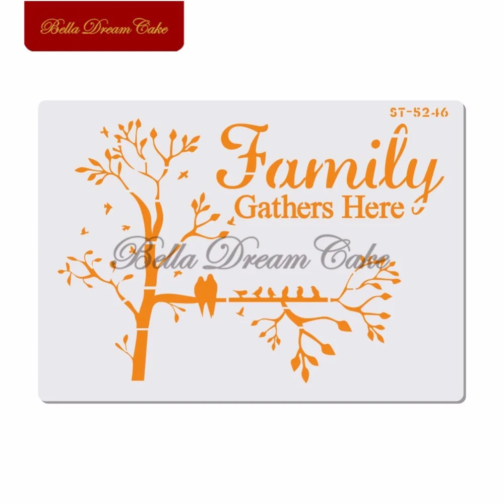 

Birds Family Cake Stencil Layering Plastic Stencils DIY Scrapbooking Painting Drawing Stencils Template Cake Decorating Tool
