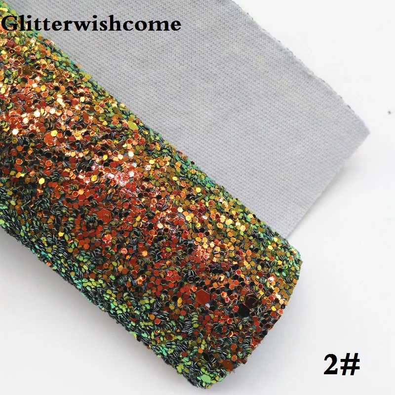 Glitterwishcome 30X134 см мини рулон синтетическая кожа, переливающийся ультра смешанный толстый блеск кожа ткань винил для луков, GM048 - Цвет: 2
