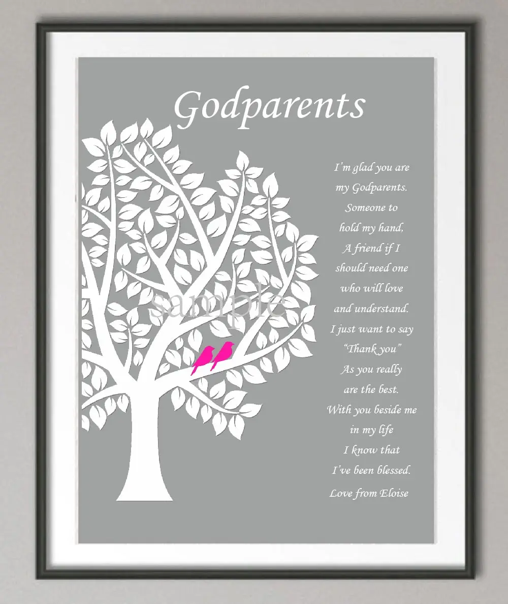 Персонализированные подарки крестный родитель Холст Картина семья дерево