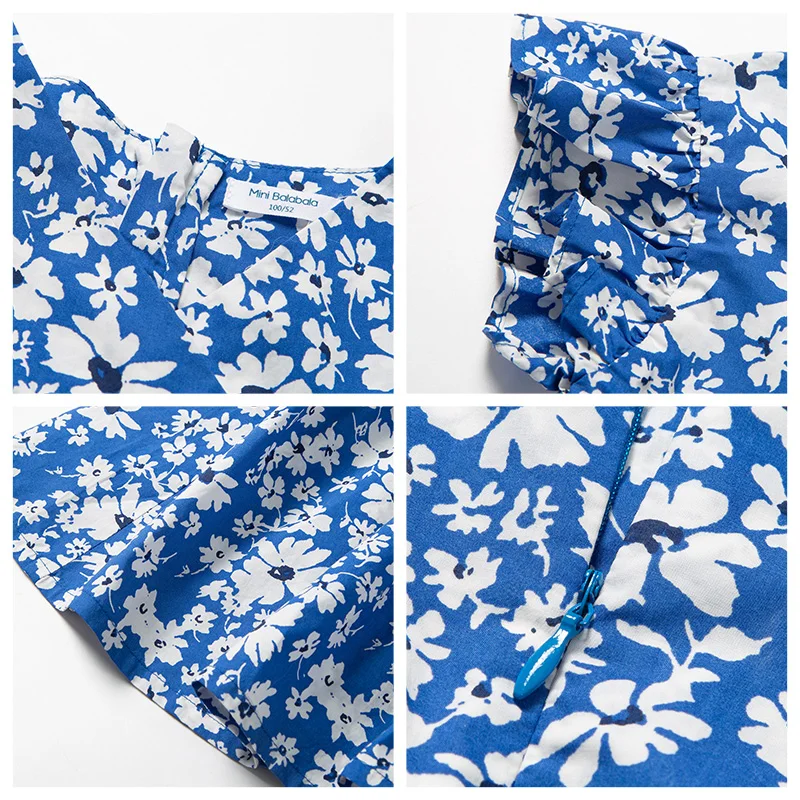 Платье с цветочным принтом для девочек Minibalabala летнее свободное платье принцессы