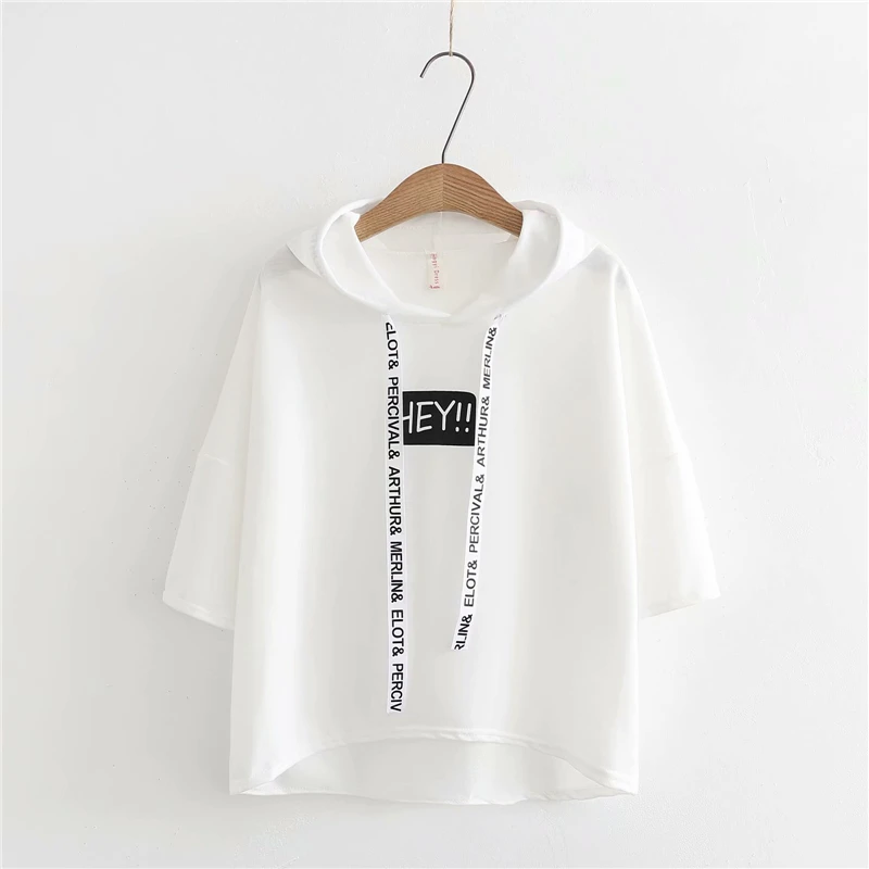 STVY, новое поступление, весна-лето, женские футболки с капюшоном и надписью «HEY», повседневные свободные толстовки, женская футболка