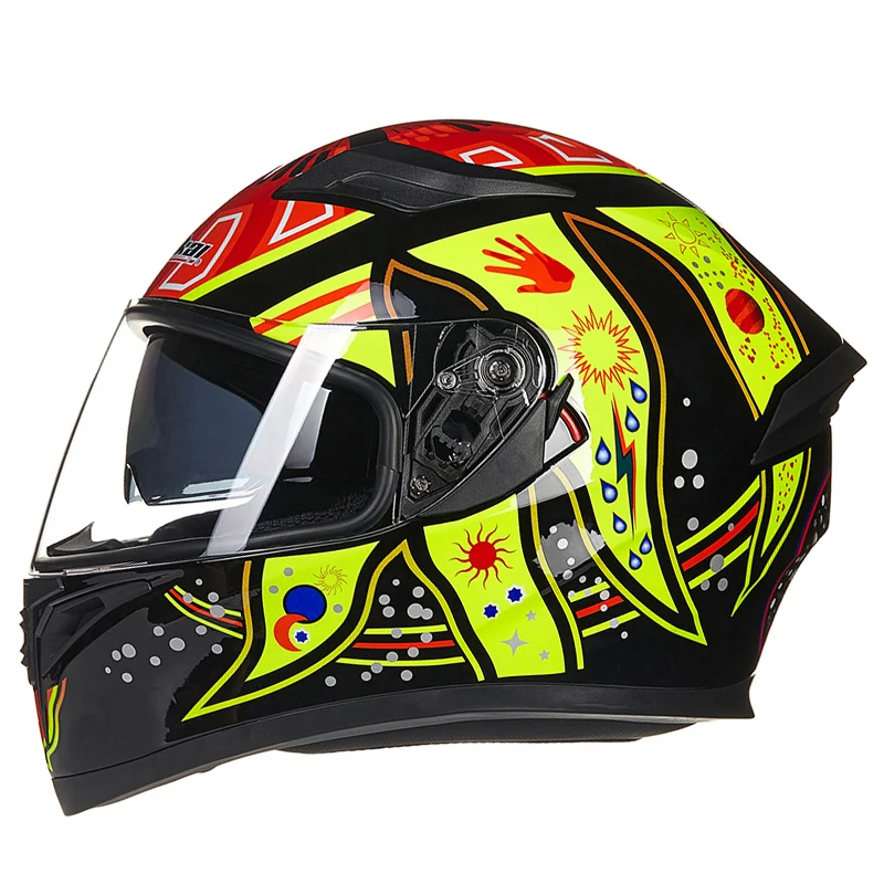Sun and moon New Motorcycle Helmet Men Full Face Helmet Moto Riding ABS Material Adventure Motocross Helmet Motorbike - Цвет: Sun and moon