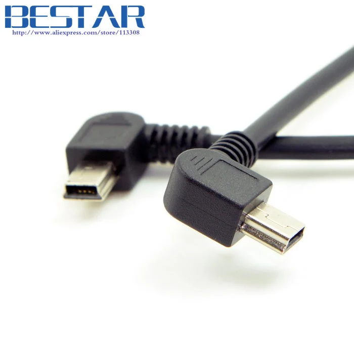 (100 шт./лот) прямоугольный 90 градусов мини USB 2 0 B Тип 5pin папа к Мини Мужской кабель
