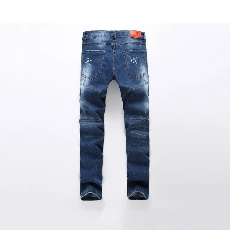 Модные молодежные и модные брендовые мужские джинсы с дырками в европейском