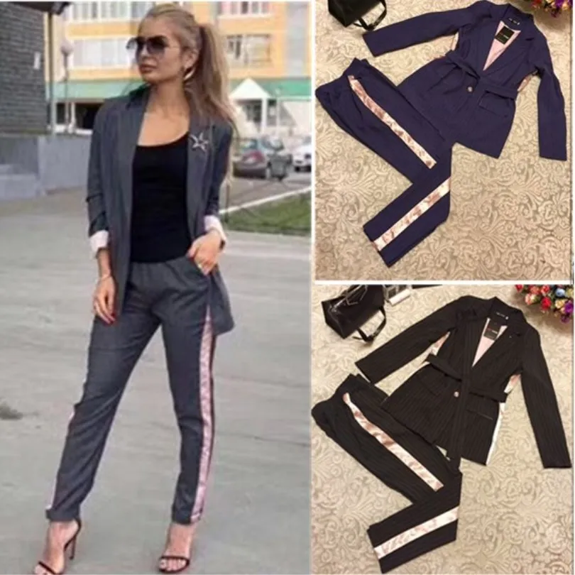 Лидер продаж 2018 Осеннее Новое поступление Женский костюм из полиэстера с поясом