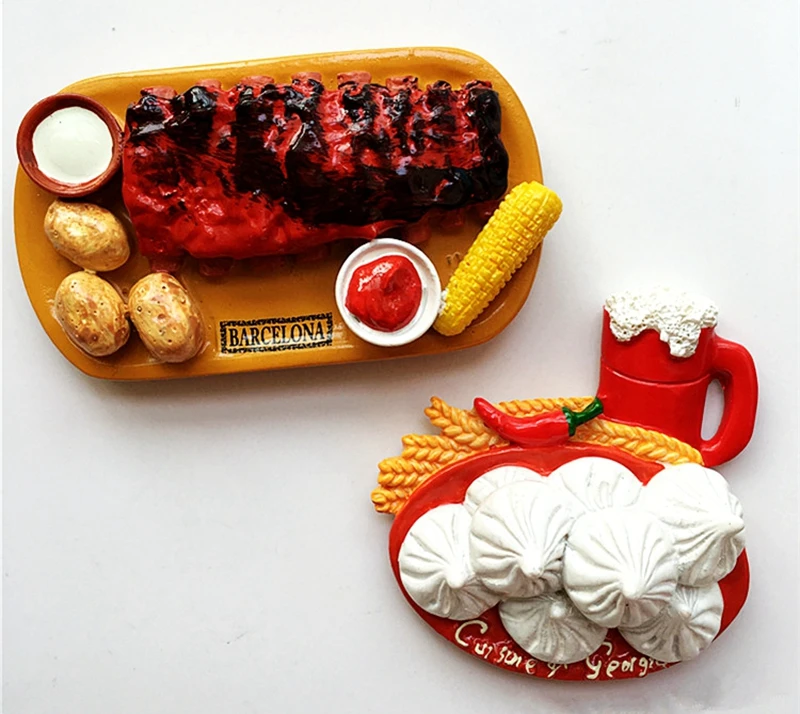 Новинка расписанные вручную пельмени в виде стейка кукурузы пива 3D магниты на