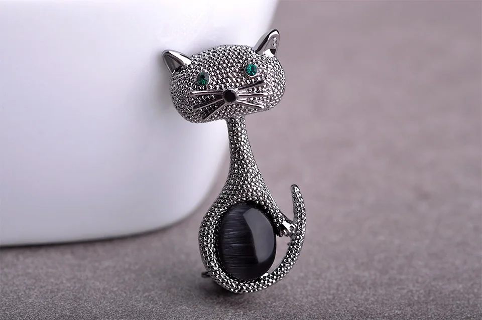 Vintage Opal солнцезащитные очки "кошачий глаз", брошь на шпильке, для Для женщин золото-Цвет милое животное броши европейский воротник зажимы бижутерия для свадьбы, вечеринки