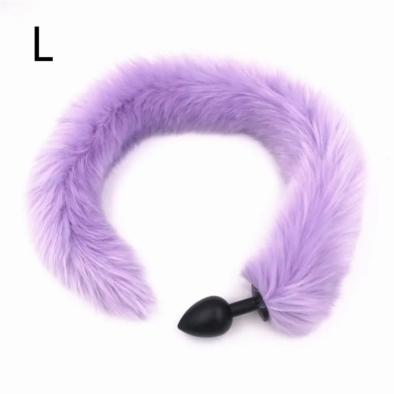 Металлическая Анальная пробка хвост анальная длинный плюшевый фиолетовый
