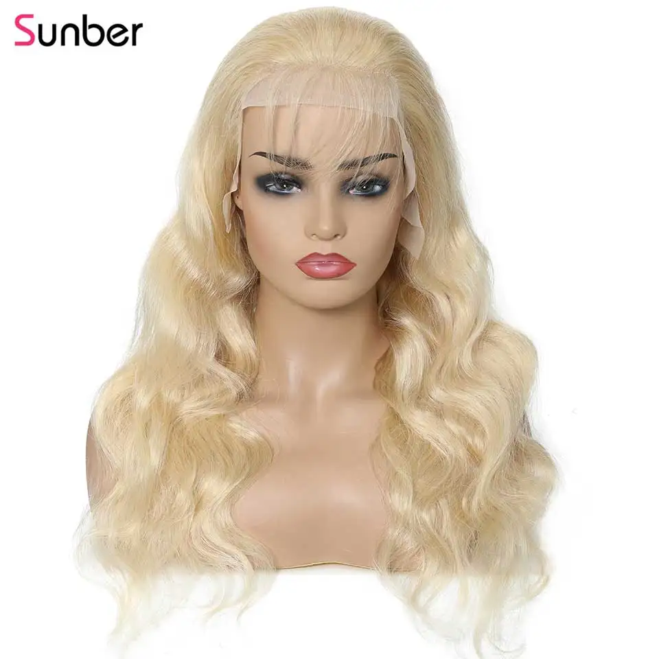 Sunber Hair, 613 блонд, объемная волна, парик на кружеве для женщин, remy hair 13x4/6, плотность 150%, бразильский предварительно выщипанный прозрачный парик на шнурке