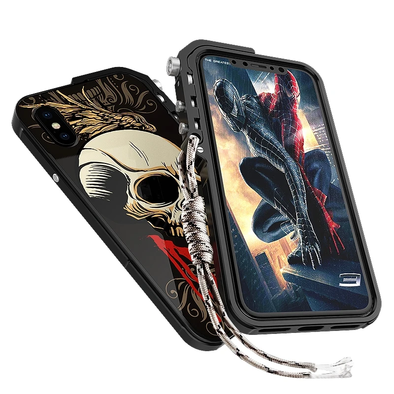 KANENG Red Skeleton 3D Widescreen Shield Metal Aluminum Colorful Shockproof Mobile Phone Bag For Apple iPhone X 5.8&quot Case Cover |