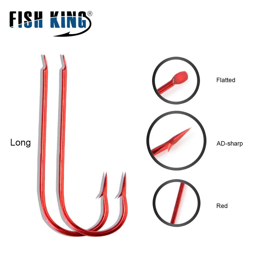 Рыболовные крючки из высокоуглеродистой стали FISH KING, 5 шт., супер игла, плоская Рыбная блесна, рыболовные крючки 50145