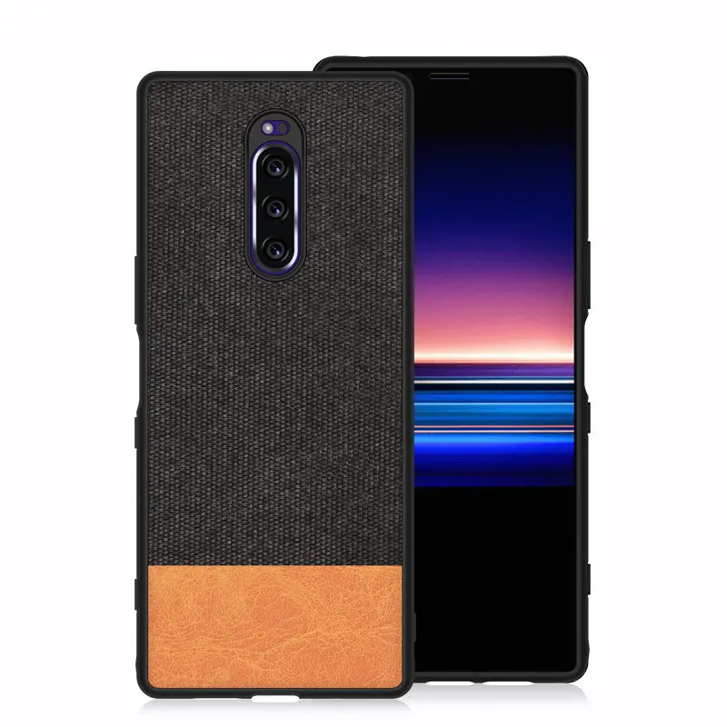 Black-3 SRHE для sony Xperia 1 чехол, винтажный тканевый силиконовый чехол, полное заднее покрытие для sony Xperia 1 Xperia1 J8110 J8170 J9110 - Цвет: Black-3