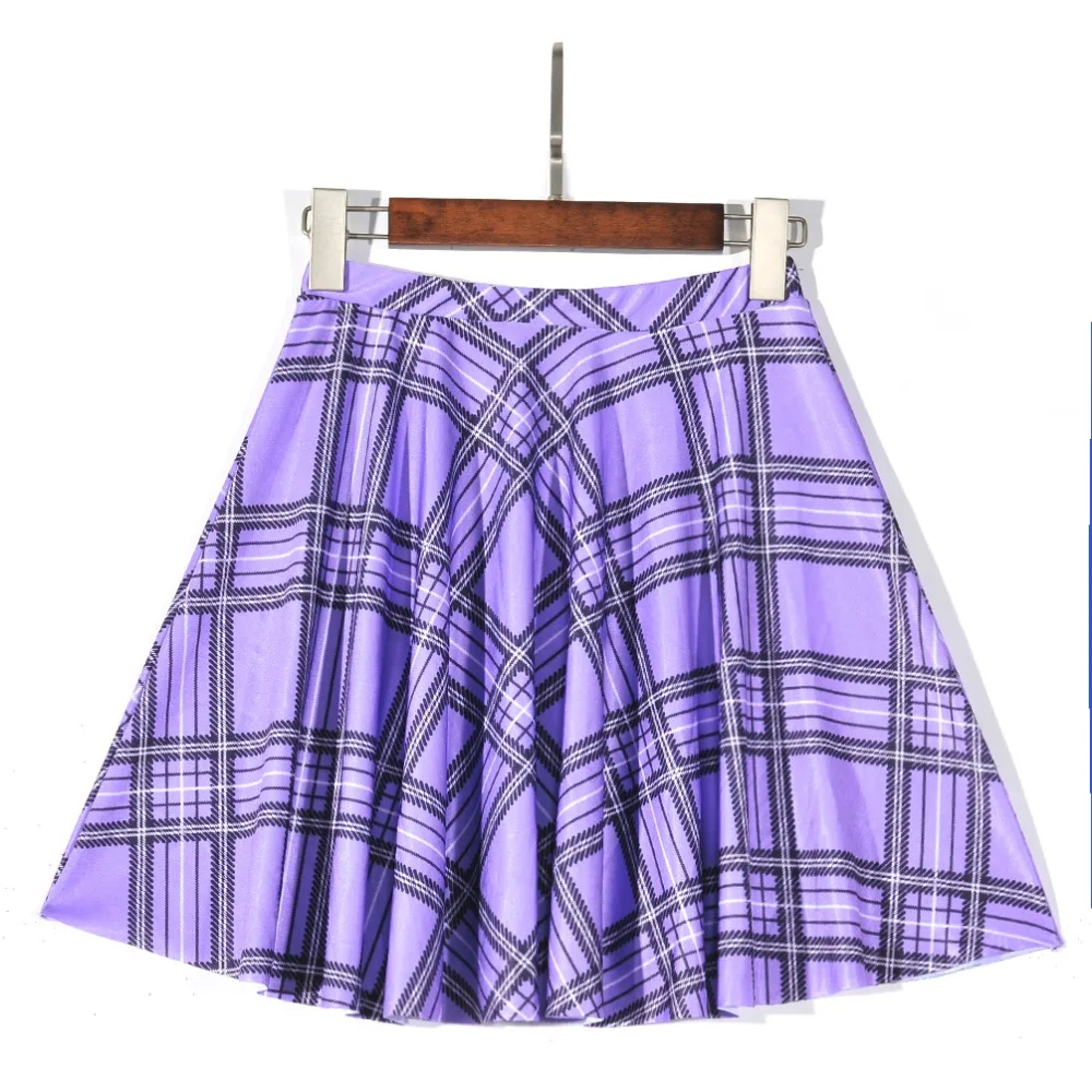 Горячая Распродажа Женская юбка фиолетовая клетчатая цифровая печать оптовая