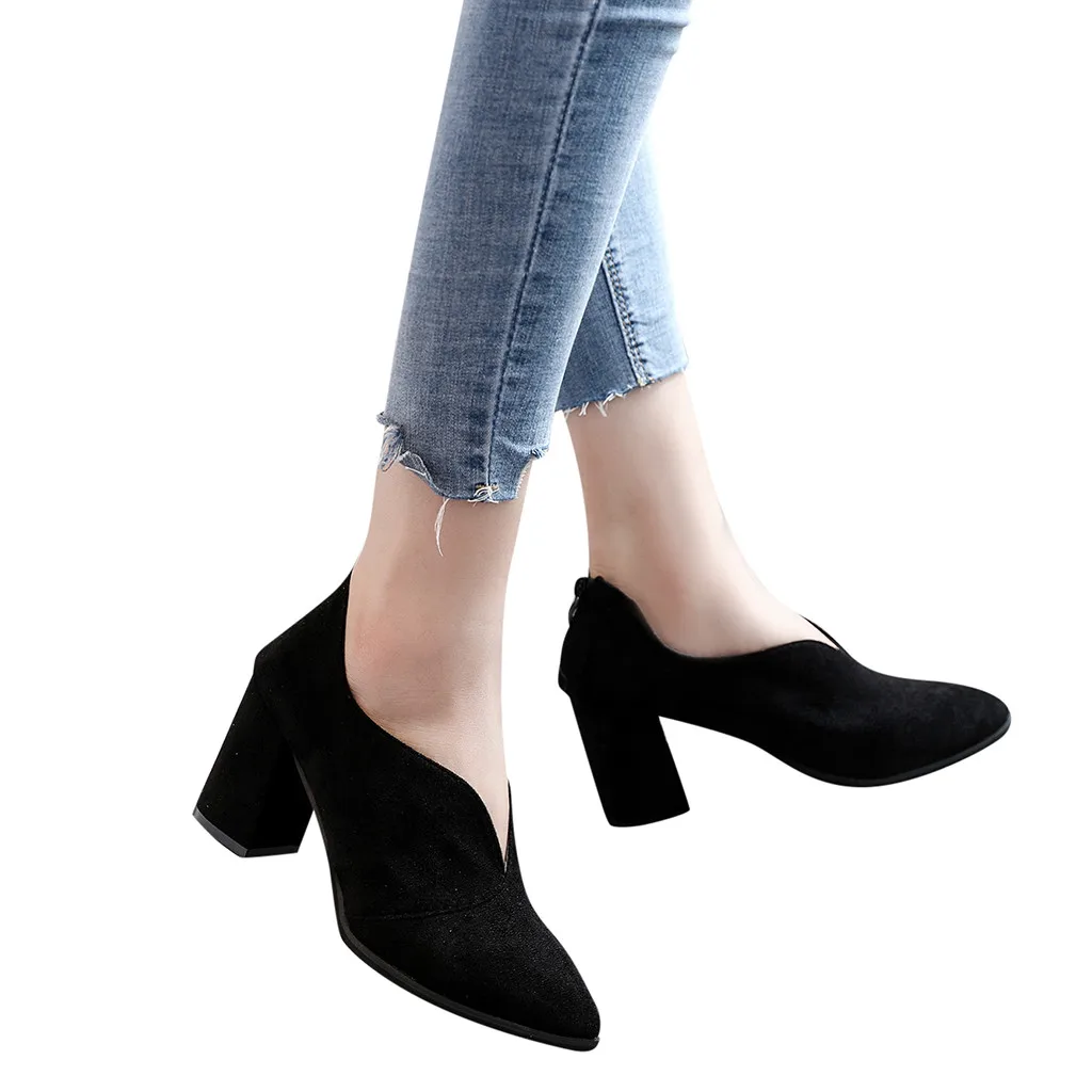 YOUYEDIAN/Женские повседневные тонкие туфли на молнии сзади; scarpe donna elegante; модные женские туфли с острым носком на высоком каблуке;# g2