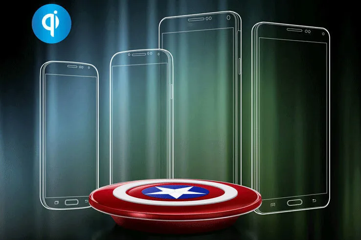 A+ Мстители QI Беспроводное зарядное устройство для samsung Galaxy S8 S7 S6/S6 Edge G9200 G920F G9250 G925F Капитан Америка щит зарядного устройства