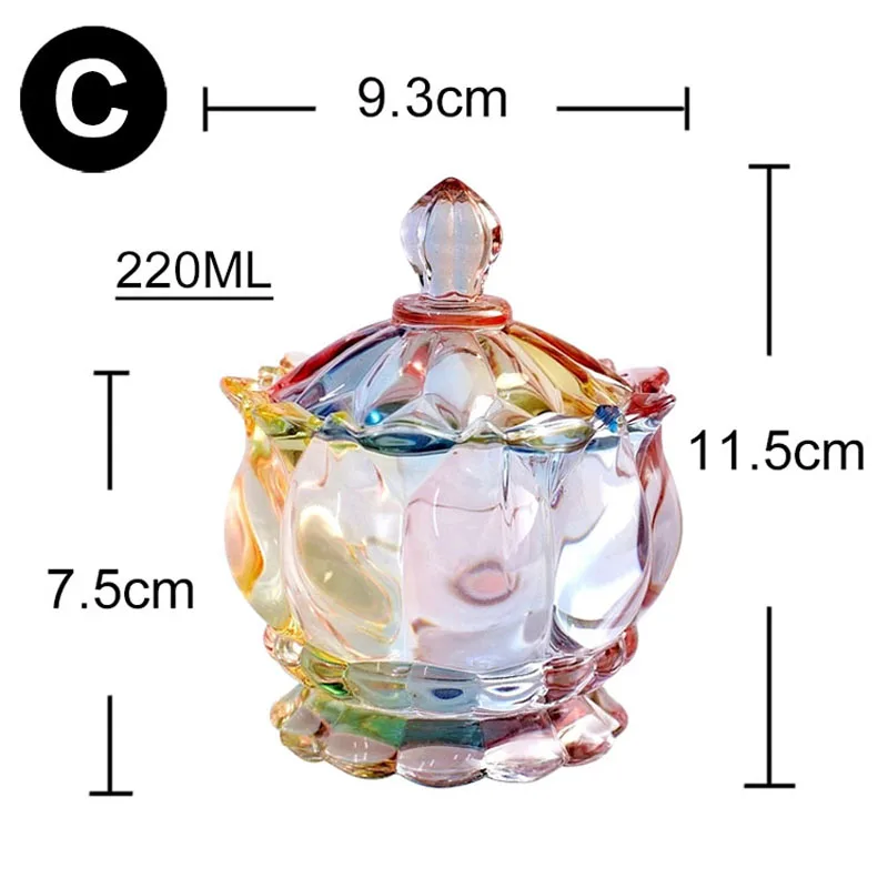 C Europe style colorful Glass bottles dust-proof lid storage dessert candy jars tea caddy vase Sugar Pot wedding home Decoration - Цвет: C
