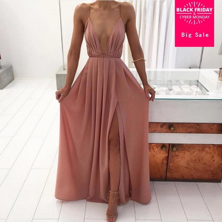 Новинка 2018 Брендовое женское Модное шифоновое платье с глубоким v образным