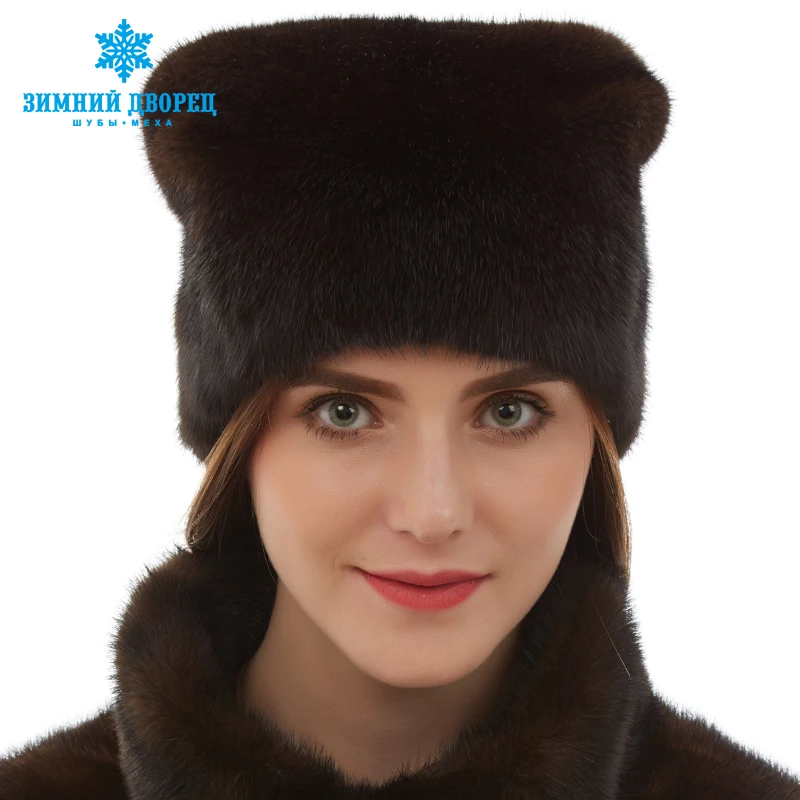 Новое прибытие Симпатичные норки меховые шапки реального меховая шапка для зима