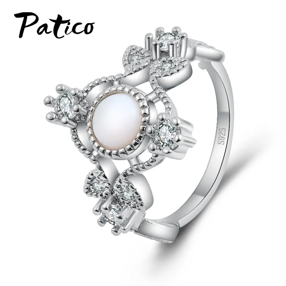 Кольцо женское из серебра 100% пробы с белым огненным опалом | Украшения и