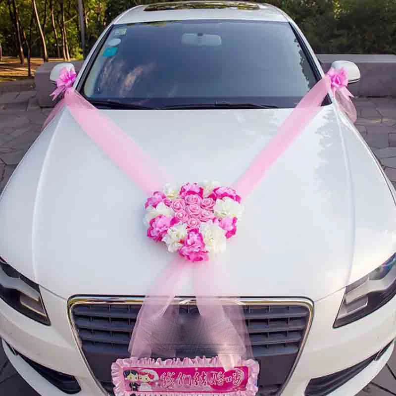 Свадебные автомобильные декоративные цветы венки искусственные цветы украшения автомобиля наборы Шелковый цветок жемчужная Гирлянда Свадебные аксессуары