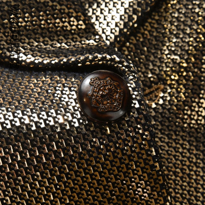 Хаки с воротником-шалью золотистый мужской костюм свадебные сценические