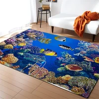 3d floor area rug ocean world shark decoration rugs for kids bedroom theme memory foam flannel non slip large carpet living room