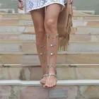Женские летние браслеты на щиколотки, многослойная цепочка для ног в богемном этническом стиле хиппи-кисточка, украшения для ног в богемном стиле 450127