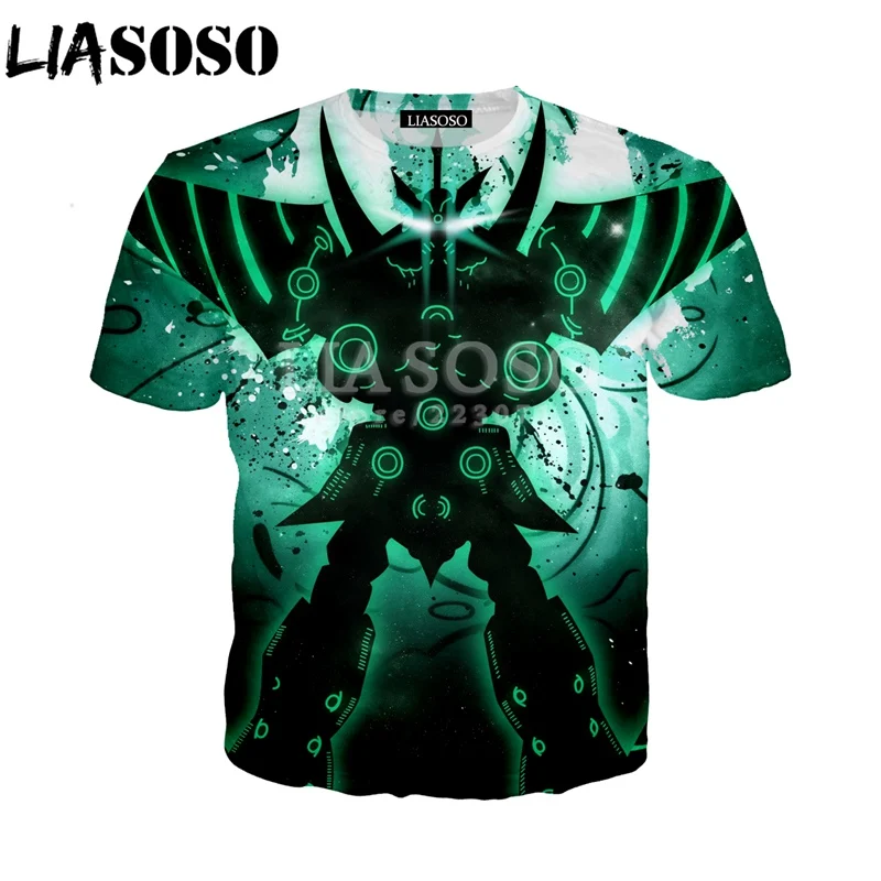 LIASOSO Summer Fashion Men Women Short Sleeve Sweatshirt 3D Print Anime Tengen Toppa Gurren Lagann T-Shirt Cute Pullover A033-01 | Мужская