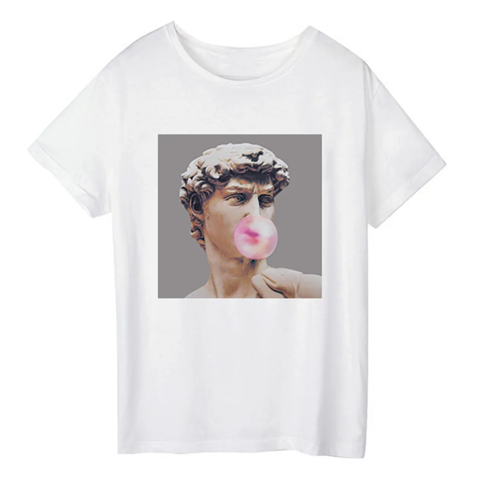 Летняя футболка с коротким рукавом и принтом Давида микеланжело жевательная