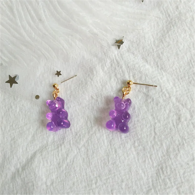 S925 Creative Funny Cute Cartoon Bear Dangle Earring Macarons Lovely Animals Resin Earring Women Girls Jewelry Best Drop Earring
