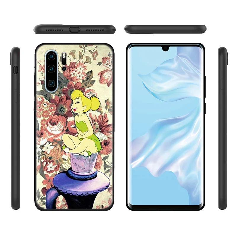 Черный силиконовый чехол для huawei P30 P20 P10 mate 20 10 Nova 5 5i Lite Pro P Smart+ Z Shell Tinkers Bell Tinkerbell