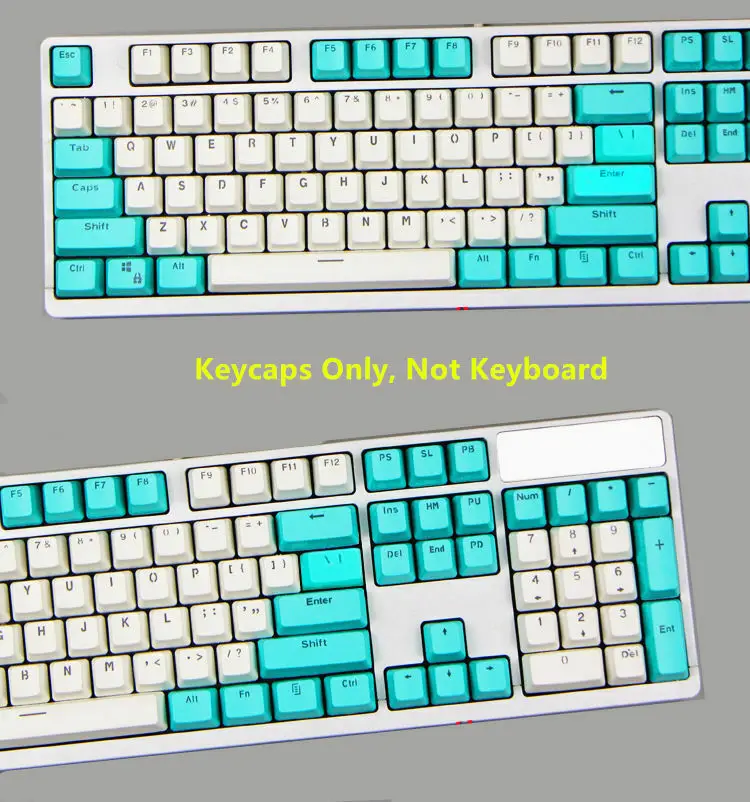 87/104 клавиш синий белый PBT Doubleshot с подсветкой ключ крышка s ANSI OEM для Cherry MX
