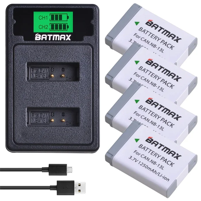 4 Battery set 2 шт. NB-13L NB13L NB 13L батарея+ ЖК USB зарядное устройство с типом C для Canon G5X G7X G9X G7 X Mark II G9X Mark II SX620 HS SX720 HS - Цвет: 4 Battery set