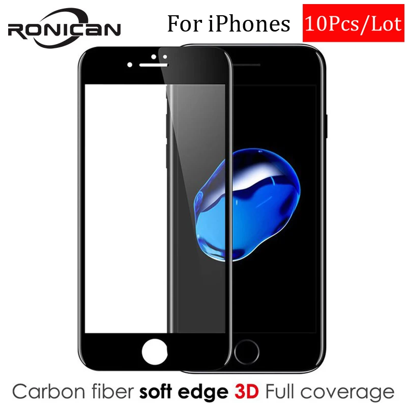 10 шт 3D изогнутое углеродное волокно мягкий край закаленное стекло для iPhone 8 Plus7 6S 6