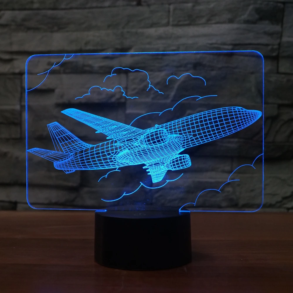 3D облако форма самолета ночник 7 цветов сенсорный выключатель с USB кабелем как