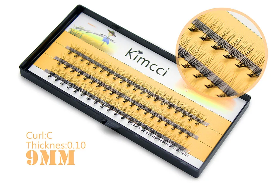 Kimcci 4 чехла/лот натуральные длинные Индивидуальные Кластерные ресницы для наращивания профессиональные 10D Поддельные Накладные ресницы для макияжа
