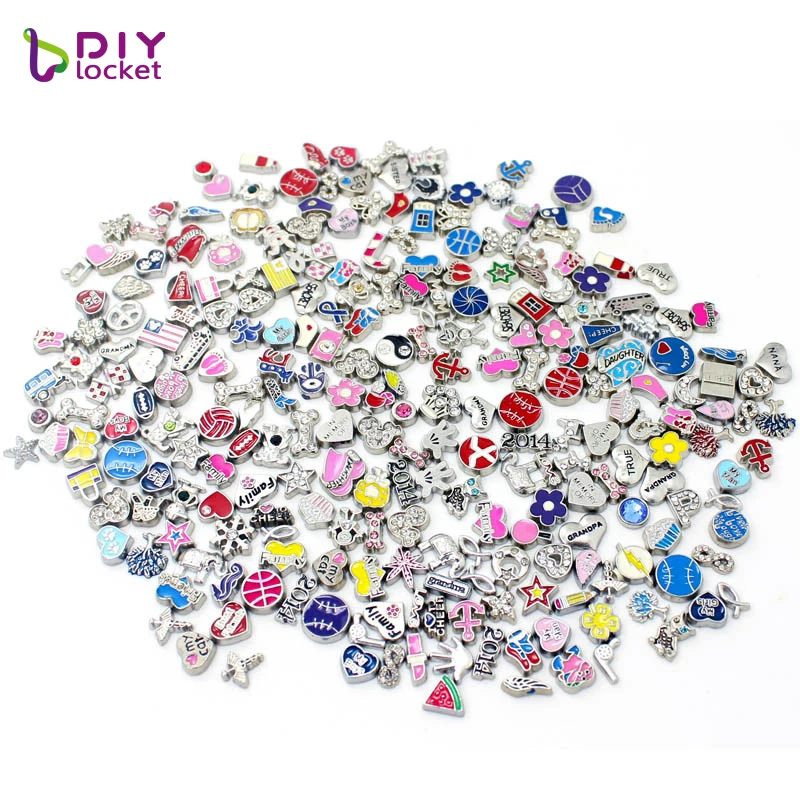 Diylocket 100 шт Смешанные стильные Плавающие Подвески из цинкового сплава подходят
