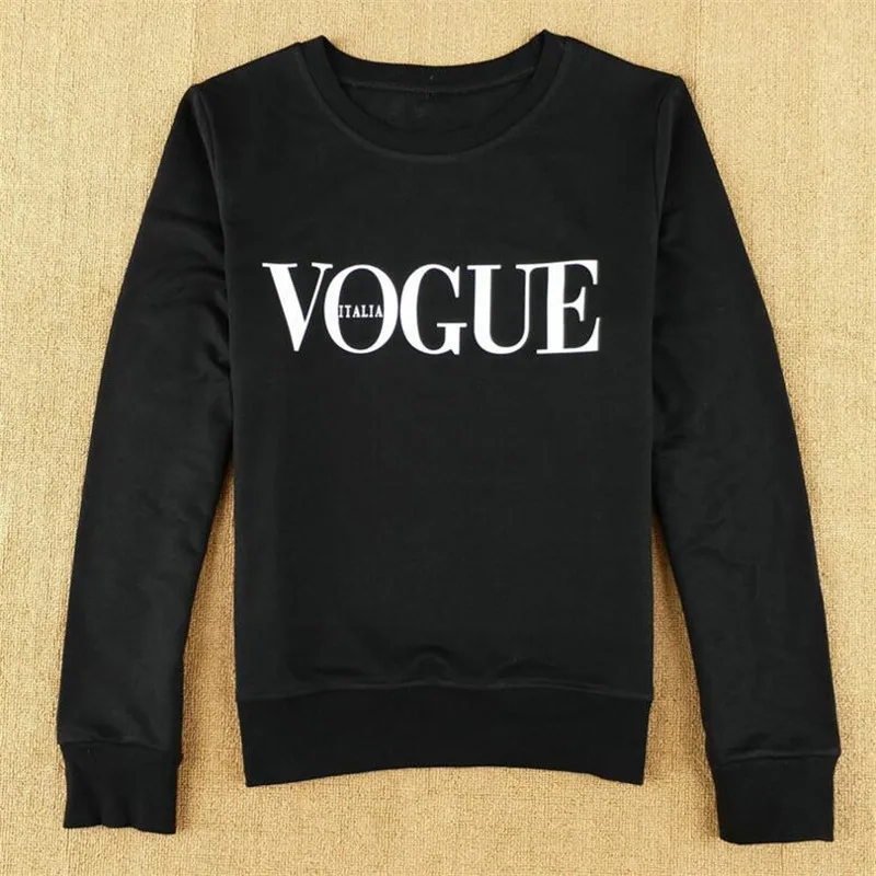 VOGUE ITALIA LINRAOQIAN/модная футболка золотого цвета женские топы Осень Зима футболка с длинными рукавами женские рубашки хлопковая Футболка женские футболки - Цвет: VOGUE ITALIA