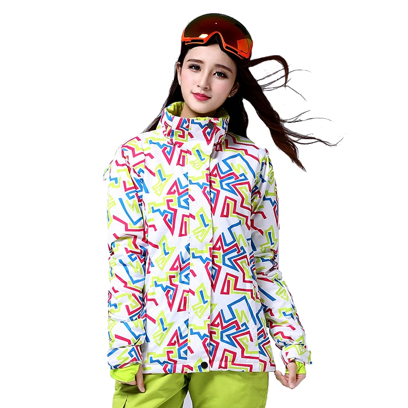Женская спортивная яркая лыжная куртка водонепроницаемая Зимняя Толстая теплая