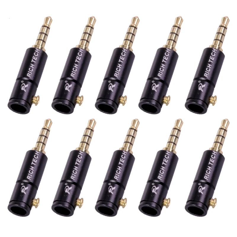 5 шт. 3 мм аудио разъем 4-полюсный для наушников с алюминиевой трубкой и винтовыми