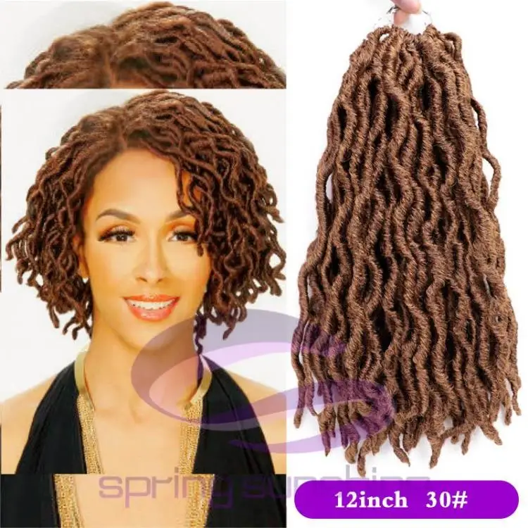Элегантный MUSES Goddess Nu Locs, мягкие вязанные крючком волосы, косички, 12, 18 дюймов, faux Locs CURLY, синтетические волосы, предварительно петля, вязанные крючком косички