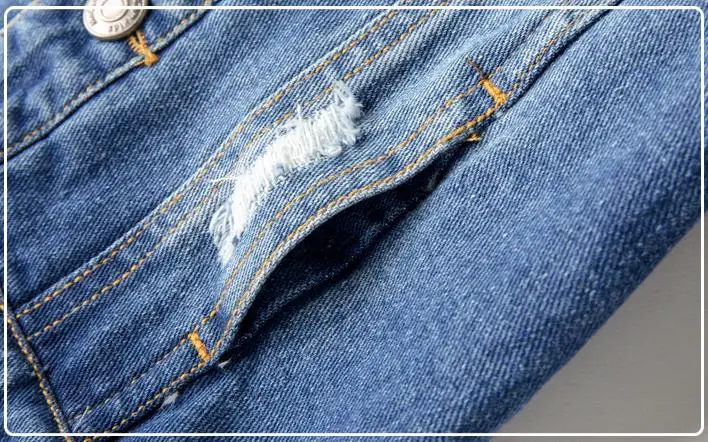 

Denim jacket for boy 2019 autumn new solid casual loose jean coat Casual holes single-breasted outerwear modis kids jacket Y1593