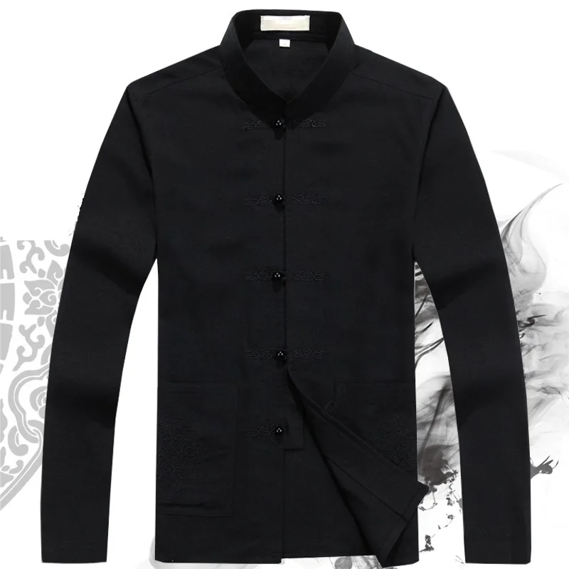 Рубашка мужская демисезонная с длинным рукавом одежда для боевых искусств Чжун