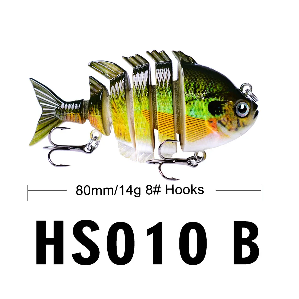 FLYBASS 1 шт. Новый 6 секций рыболовная приманка 0 501 унц.-14 21 г/8 см-3 15 "Swimbait 8 # черный