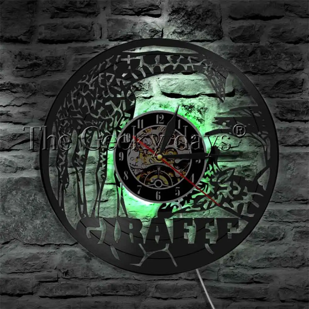 Жираф настенные художественные часы с животными сафари декор для стен в