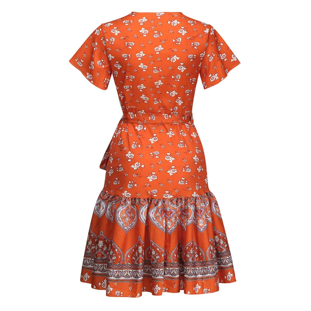 Платье летнее женское сексуальное Бохо повседневное с высокой талией Богемия