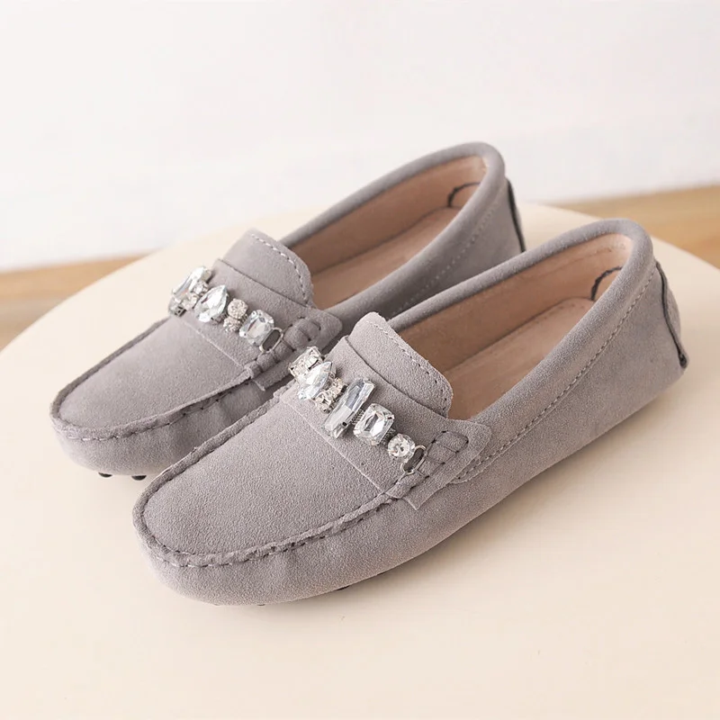 Light Grey Женская обувь из натуральной кожи; женская обувь на плоской подошве; повседневные Лоферы без застежки; Мягкие Мокасины; женская обувь на плоской подошве; женская обувь для вождения - Цвет: Light Grey
