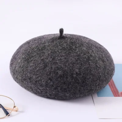 Dark gray Зимний Элегантный шерстяной берет Женский Повседневный уличная теплый берет шапка осенние вечерние Клубные женские Берет шапочка - Цвет: Dark gray
