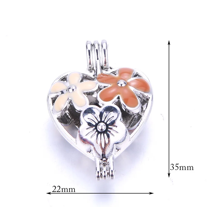 5pcs Blue Heart Shaped Flower Pearl Cage Locket Pendant Jewelry Making Bead Aroma Essential Oil Diffuser Box Oyster | Украшения и